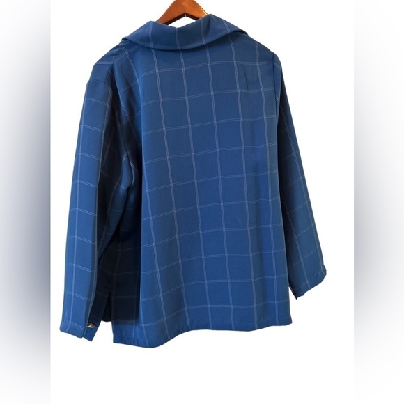 Jessica London size 1X open‎ front blue plaid type shirt - Picture 9 of 12